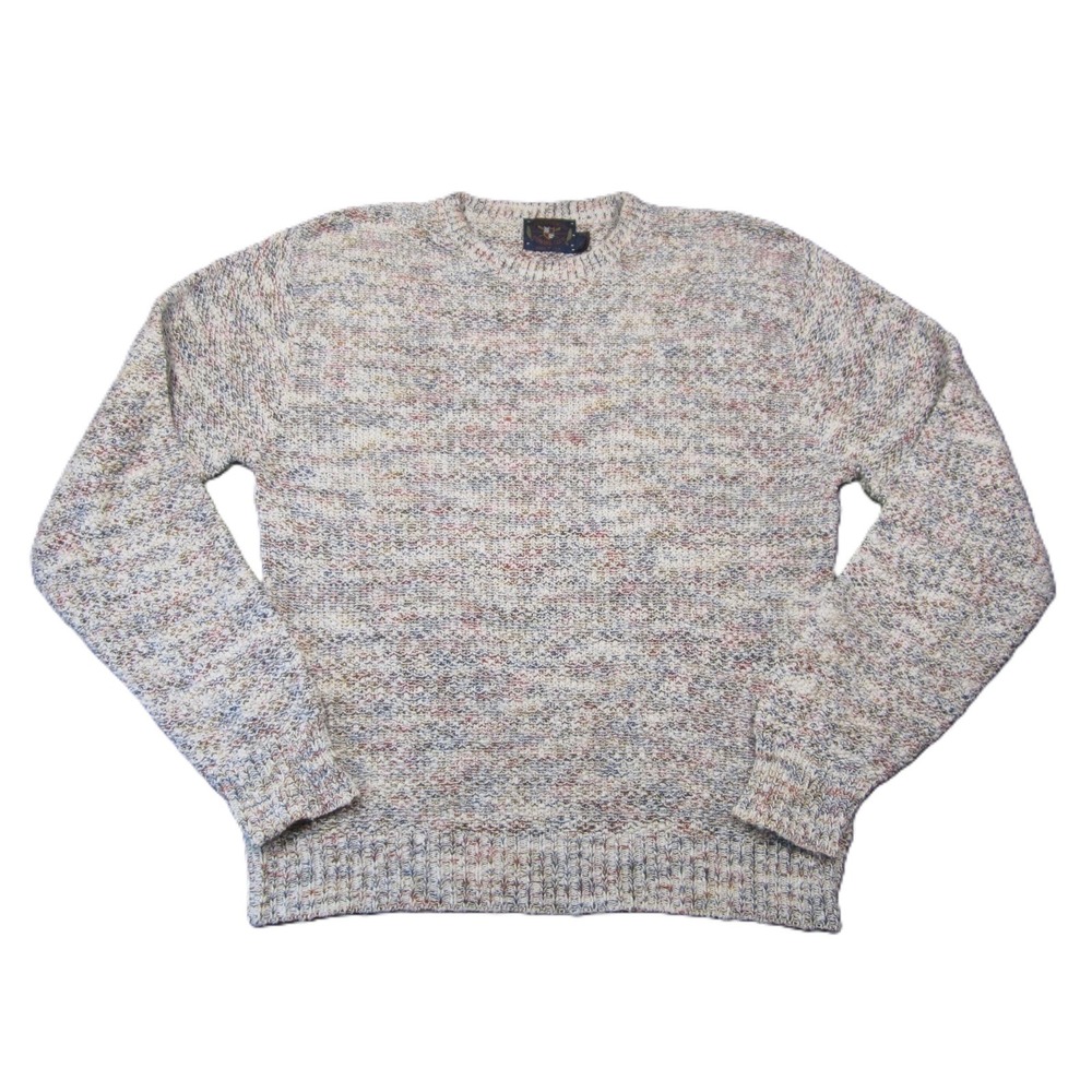 Vtg Lake Harmony Rowing Club Sweater XL Marled Knit Pullover Speckled Preppy 90s